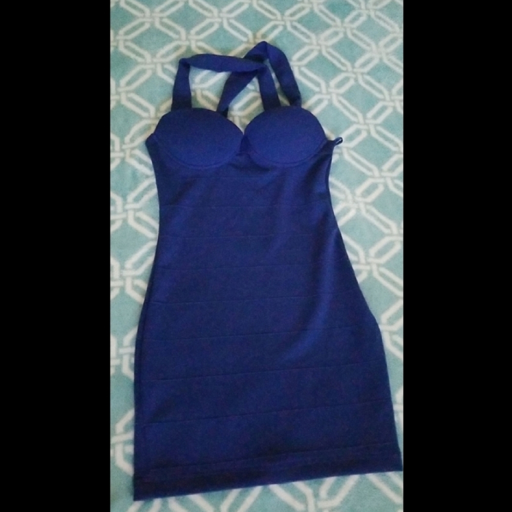 Bustier Cross Back Bodycon Dress - Picture 4 of 5